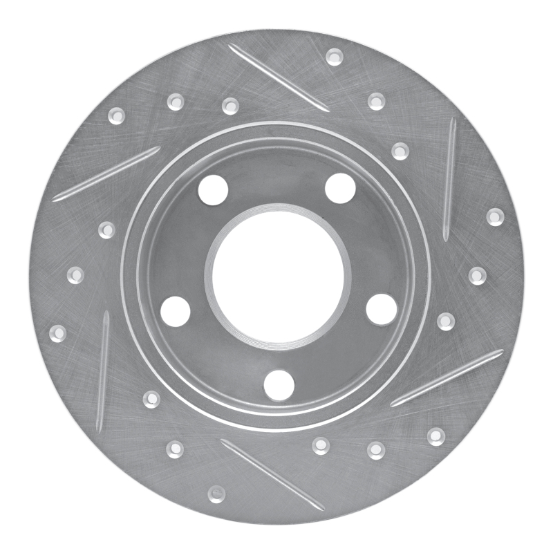 Audi A4 Quattro Brake Rotor (1) - Rear Left - R1 Concepts - Drilled and Slotted - Silver - `96-`05